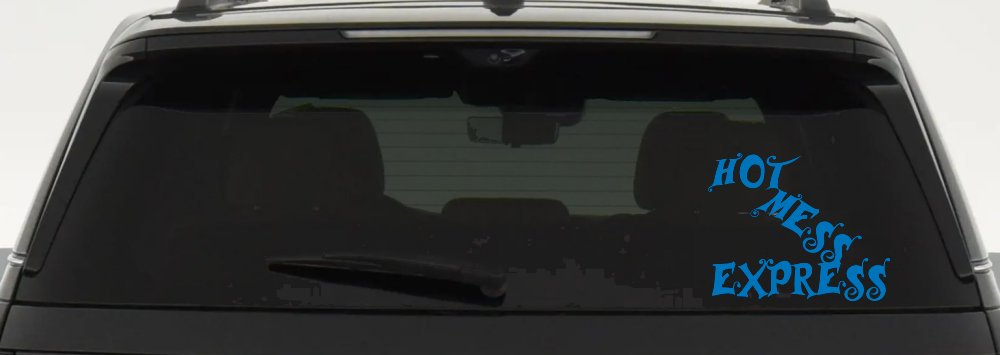 Hot Mess Express Car or Truck Window Decal Sticker (Sky Blue)