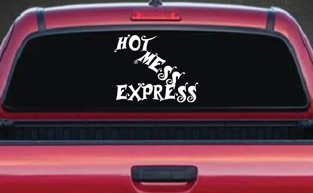 Hot Mess Express Car or Truck Window Decal Sticker (White)