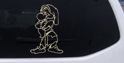 Grumpy Dwarf Snow White Cartoons Car or Truck Window Decal Sticker (Desert Sand)