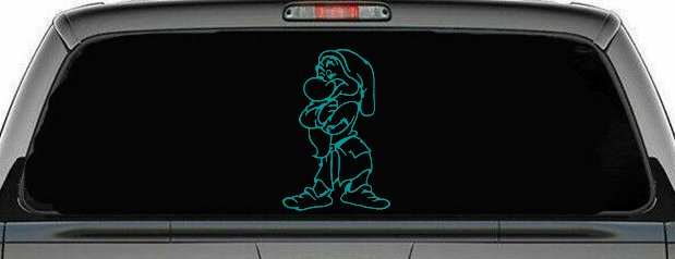 Grumpy Dwarf Snow White Cartoons Car or Truck Window Decal Sticker (Turquoise)
