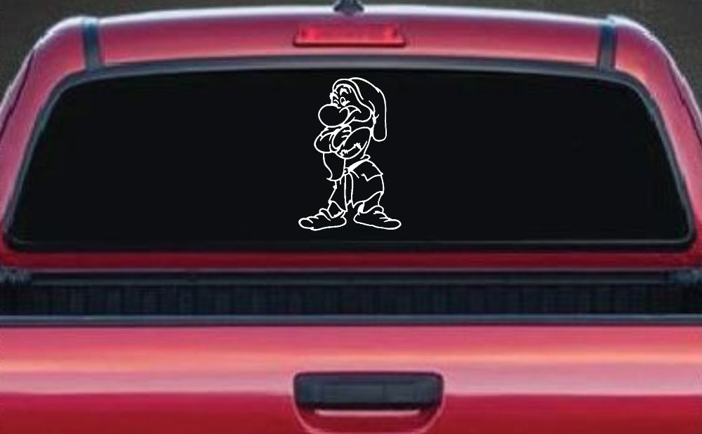 Grumpy Dwarf Snow White Cartoons Car or Truck Window Decal Sticker (White)