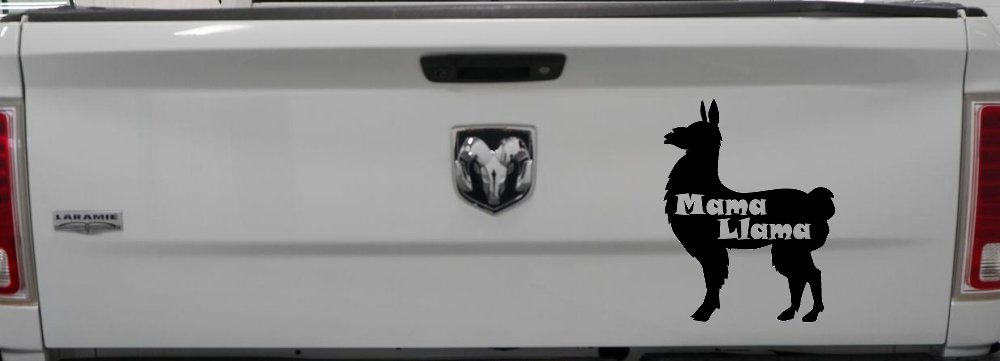 Mama Llama With Llama Silhouette Car or Truck Window Decal Sticker (Black)