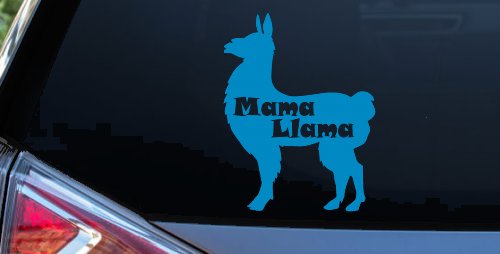 Mama Llama With Llama Silhouette Car or Truck Window Decal Sticker (Blue)