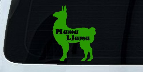 Mama Llama With Llama Silhouette Car or Truck Window Decal Sticker (Lime)