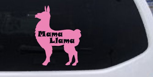 Mama Llama With Llama Silhouette Car or Truck Window Decal Sticker (Pink)