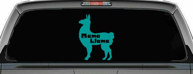 Mama Llama With Llama Silhouette Car or Truck Window Decal Sticker (Turquoise)