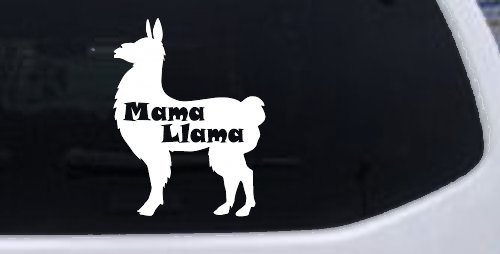 Mama Llama With Llama Silhouette Car or Truck Window Vinyl Decal Sticker (White)