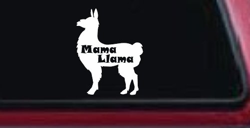 Mama Llama With Llama Silhouette Car or Truck Window Decal Sticker (White)