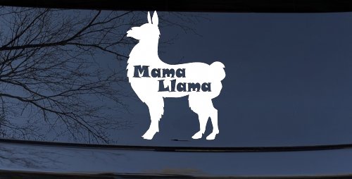 Mama Llama With Llama Silhouette Car or Truck Window Vinyl Decal Sticker (White)