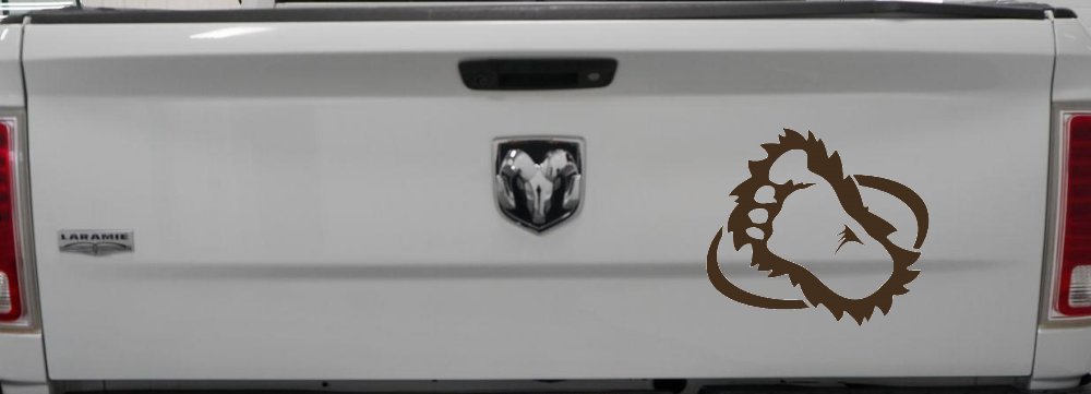 Bigfoot Imprint Footprint Car or Truck Window Decal Sticker (Brown)