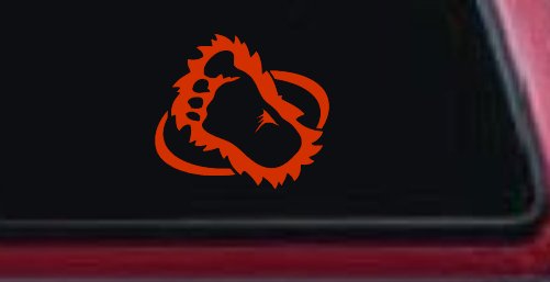 Bigfoot Imprint Footprint Car or Truck Window Decal Sticker (Orange Red)