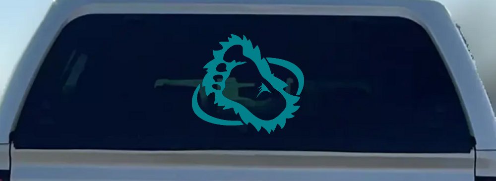 Bigfoot Imprint Footprint Car or Truck Window Decal Sticker (Turquoise Blue)