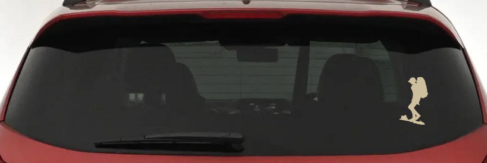 Hiker With Backpack Hiking Car or Truck Window Decal Sticker (Desert Sand)
