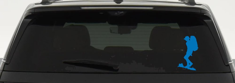 Hiker With Backpack Hiking Car or Truck Window Vinyl Decal Sticker (Sky Blue)