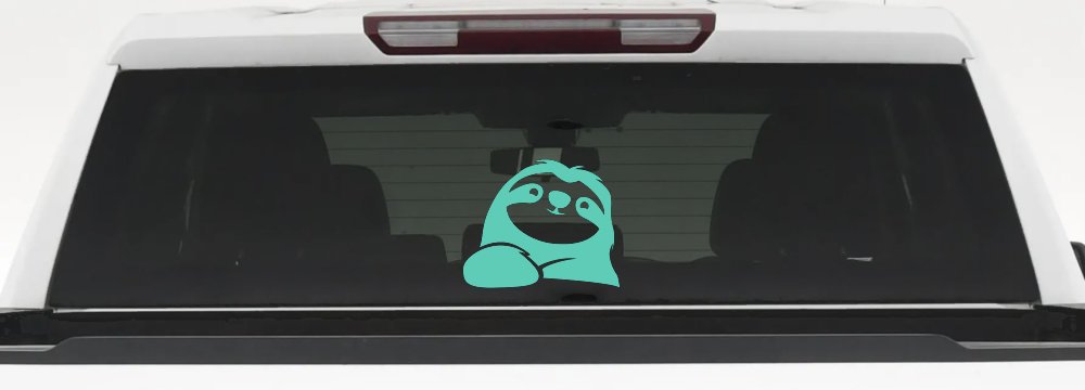 Happy Sloth Car or Truck Window Decal Sticker (Mint)