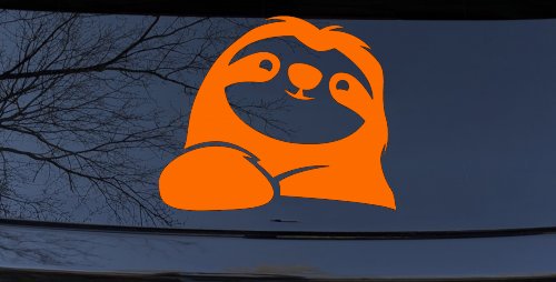 Happy Sloth Car or Truck Window Decal Sticker (Orange)
