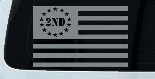 US United States Flag 2nd Amendment Pro Gun Guns Car or Truck Window Decal Sticker (Telegrey)