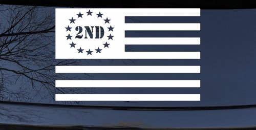 US United States Flag 2nd Amendment Pro Gun Guns Car or Truck Window Vinyl Decal Sticker (White)