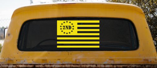 US United States Flag 2nd Amendment Pro Gun Guns Car or Truck Window Decal Sticker (Yellow)
