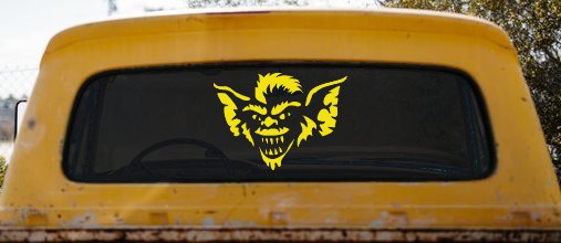 Stripe The Leader or Head Gremlin Car or Truck Window Decal Sticker (Yellow)