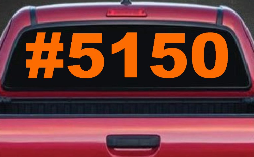 Hashtag 5150 Police code for Crazy Funny Car or Truck Window Decal Sticker (Orange)