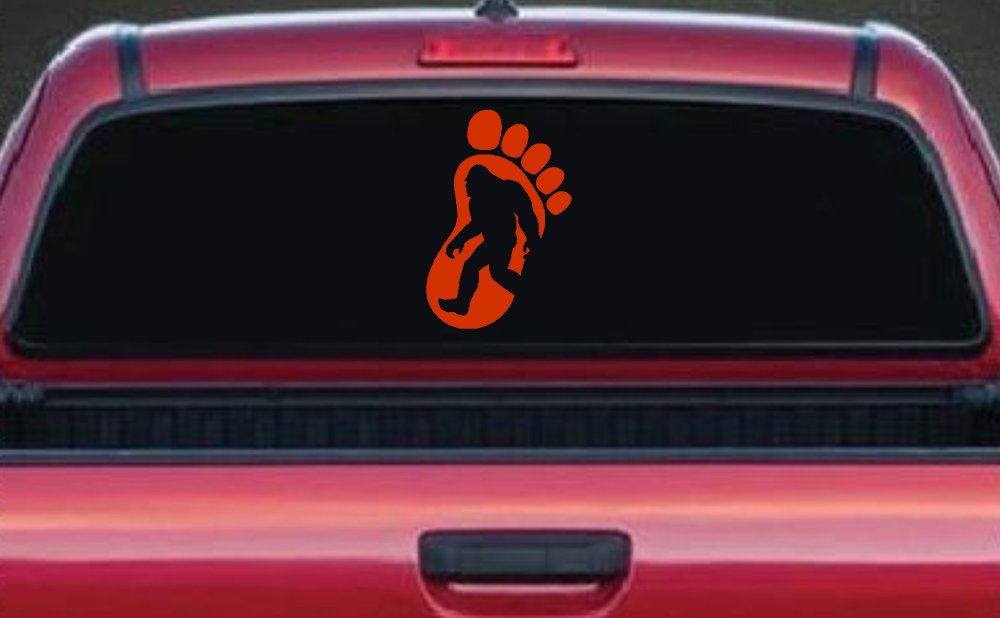 Bigfoot Sasquatch In Bigfoot Print Car or Truck Window Decal Sticker