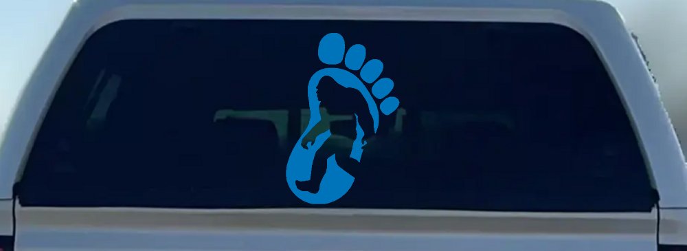 Bigfoot Sasquatch In Bigfoot Print Car or Truck Window Decal Sticker