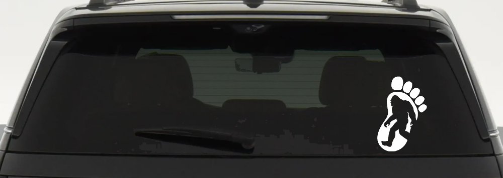 Bigfoot Sasquatch In Bigfoot Print Car or Truck Window Decal Sticker