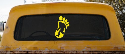 Bigfoot Sasquatch In Bigfoot Print Car or Truck Window Decal Sticker