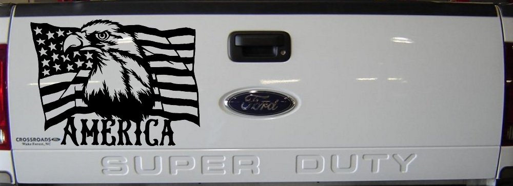 Bald Eagle Over The American Flag Patriotic Car or Truck Window Decal Sticker