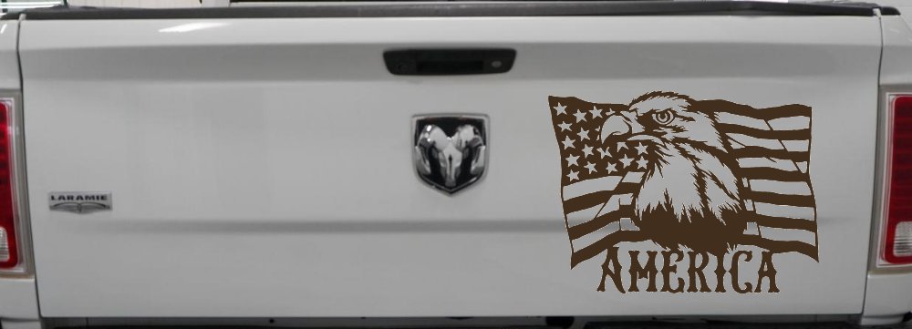 Bald Eagle Over The American Flag Patriotic Car or Truck Window Decal Sticker