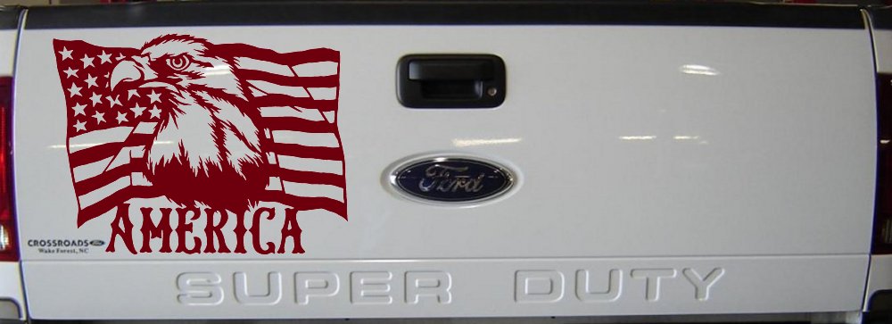 Bald Eagle Over The American Flag Patriotic Car or Truck Window Decal Sticker