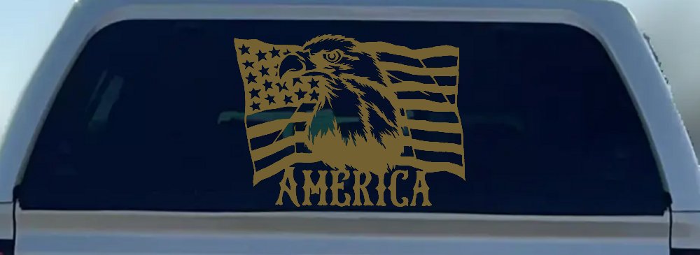 Bald Eagle Over The American Flag Patriotic Car or Truck Window Decal Sticker