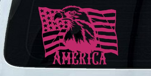 Bald Eagle Over The American Flag Patriotic Car or Truck Window Decal Sticker