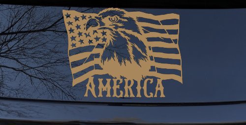Bald Eagle Over The American Flag Patriotic Car or Truck Window Decal Sticker