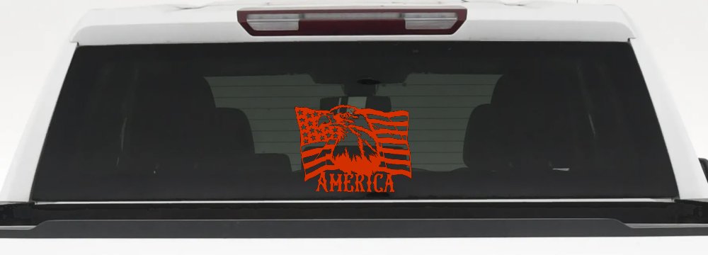 Bald Eagle Over The American Flag Patriotic Car or Truck Window Decal Sticker