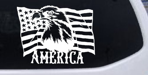Bald Eagle Over The American Flag Patriotic Car or Truck Window Decal Sticker