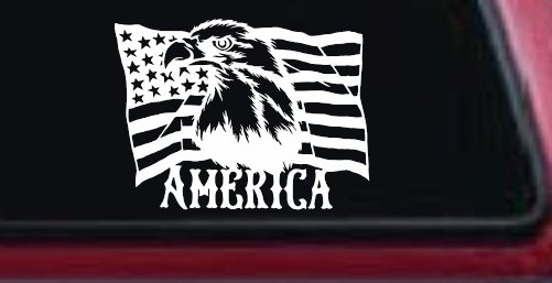 Bald Eagle Over The American Flag Patriotic Car or Truck Window Decal Sticker