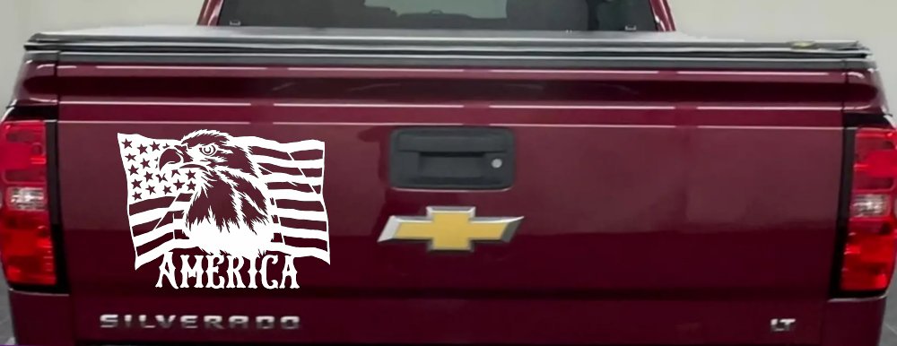 Bald Eagle Over The American Flag Patriotic Car or Truck Window Decal Sticker