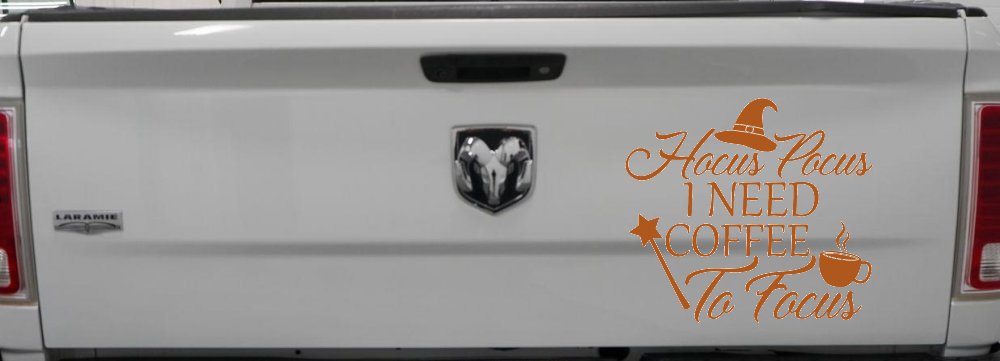Hocus Pocus Need Coffee to Focus Funny Car or Truck Window Decal Sticker (Nut Brown)