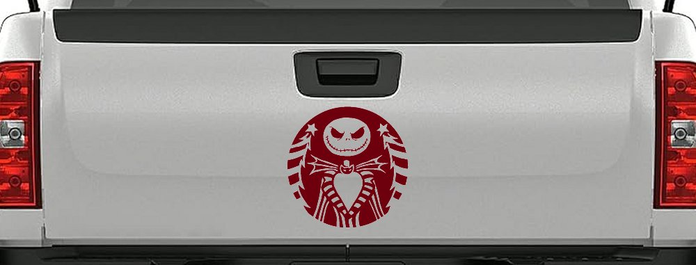 Jack Skeleton Nightmare Christmas Sci Fi Car or Truck Window Vinyl Decal Sticker (Burgundy)