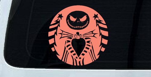 Jack Skeleton Nightmare Christmas Sci Fi Car or Truck Window Decal Sticker (Coral)