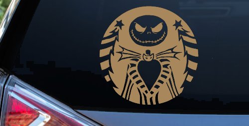 Jack Skeleton Nightmare Christmas Sci Fi Car or Truck Window Decal Sticker (Light Brown)