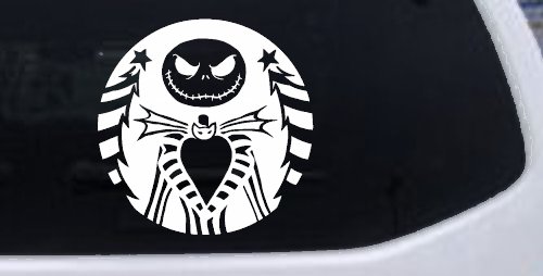Jack Skeleton Nightmare Christmas Sci Fi Car or Truck Window Vinyl Decal Sticker (White)