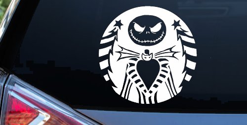 Jack Skeleton Nightmare Christmas Sci Fi Car or Truck Window Vinyl Decal Sticker (White)