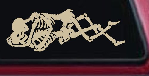 Skeleton Love Skulls Car or Truck Window Decal Sticker (Desert Sand)