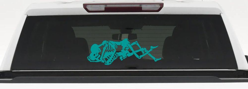 Skeleton Love Skulls Car or Truck Window Vinyl Decal Sticker (Turquoise)