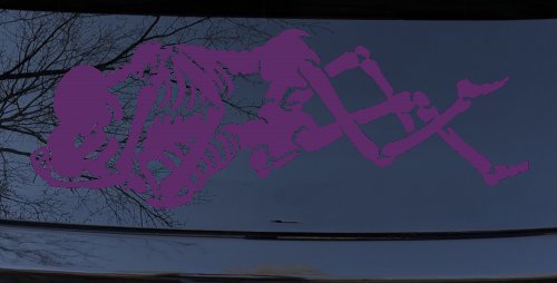 Skeleton Love Skulls Car or Truck Window Decal Sticker (Violet)
