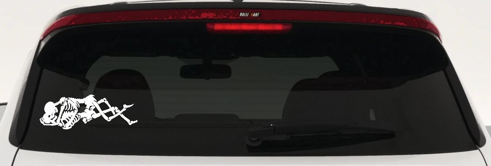 Skeleton Love Skulls Car or Truck Window Decal Sticker (White)