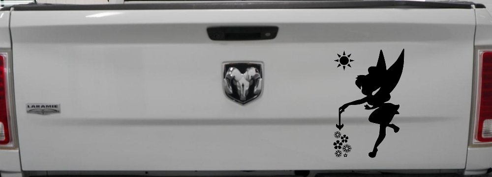 Tinkerbell Making Flowers Grow Cartoons Car or Truck Window Vinyl Decal Sticker (Black)